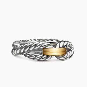 David Yurman Cable Loop Ring in Sterling Silver with Gold Size 8